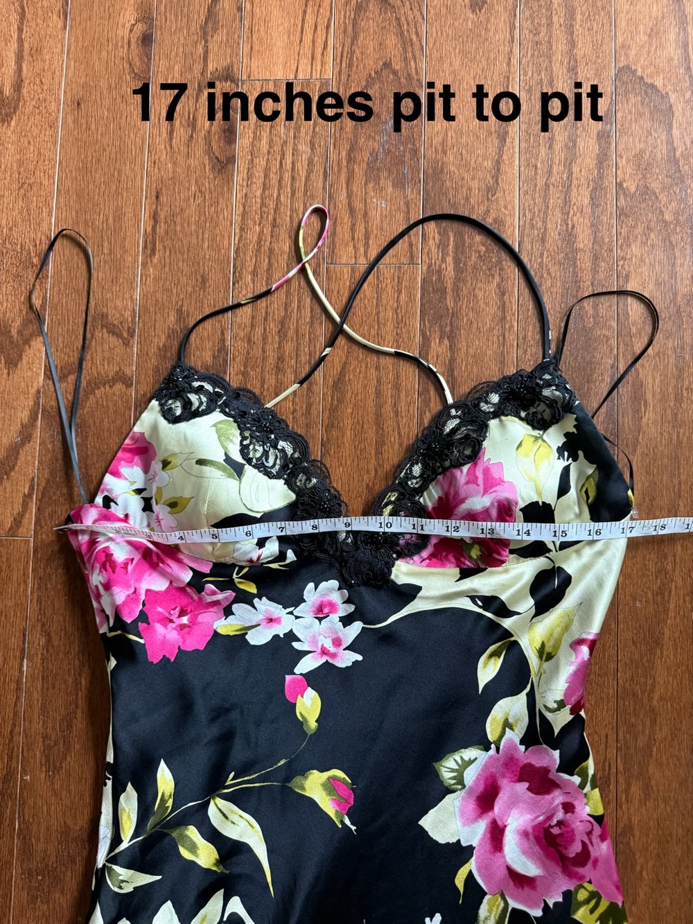 Mary L Couture Black Floral Slip Dress with Pink & Cream Accents 100% Silk - Picture 10 of 12